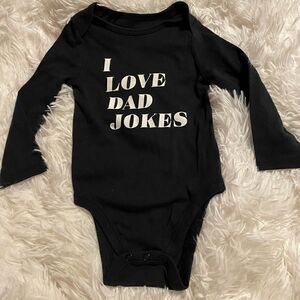 Jumping Beans Baby Bean 12M “I Love Dad Jokes” Black Long Sleeve Onesie